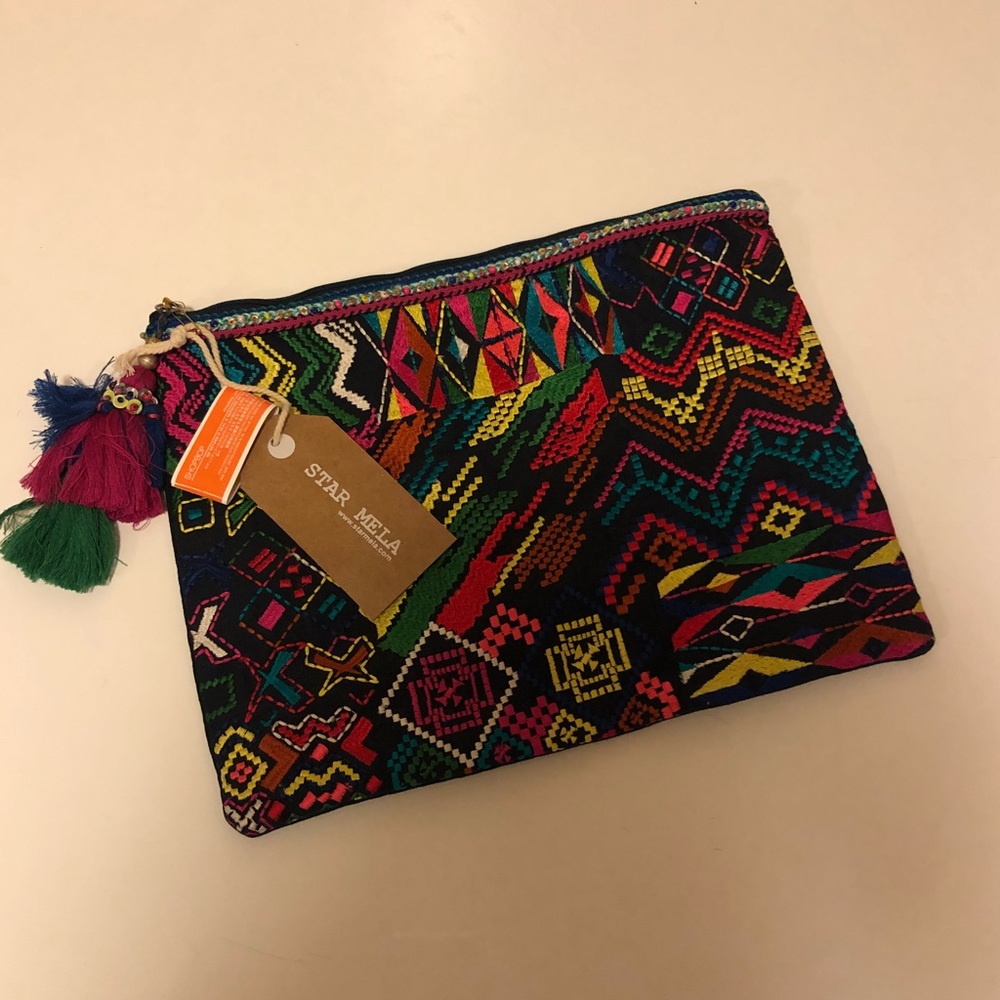 NWT Star Mela embroidered clutch